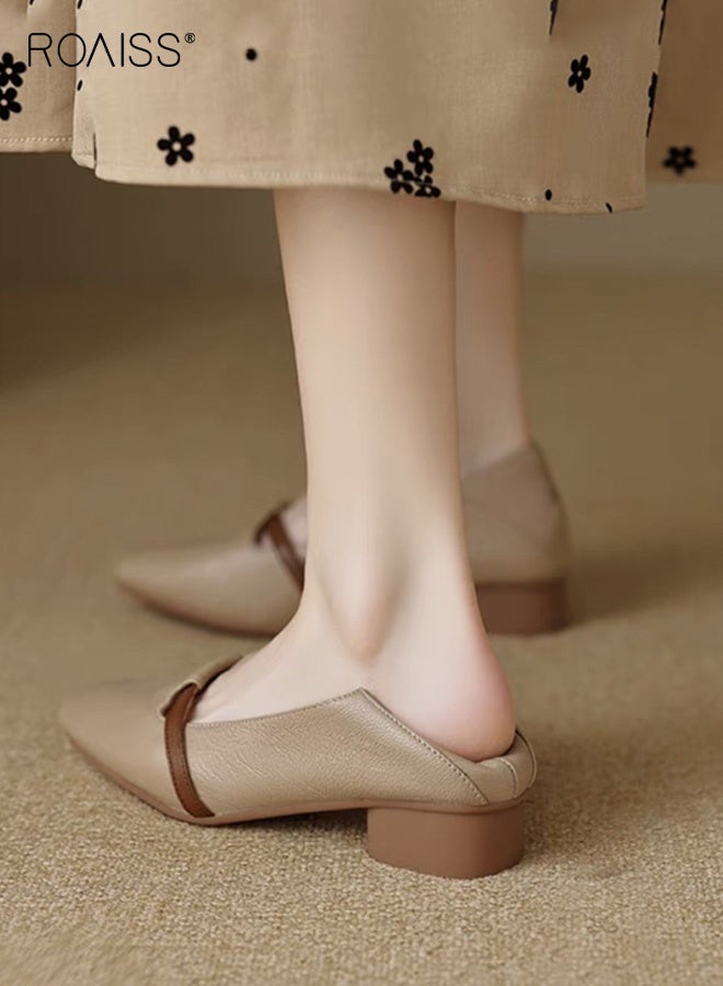 رويس حذاء عمل نسائي مسطح، حذاء عملي متعدد الاستخدامات بتصميم أنيق ومقدمة مدببة لراحة تدوم طوال اليوم، مصنوع من مواد تسمح بالتهوية، مقاوم للتآكل، بكعب منخفض، تصميم منخفض، مناسب للتنقل اليومي إلى العمل، لون كاكي - Image 2